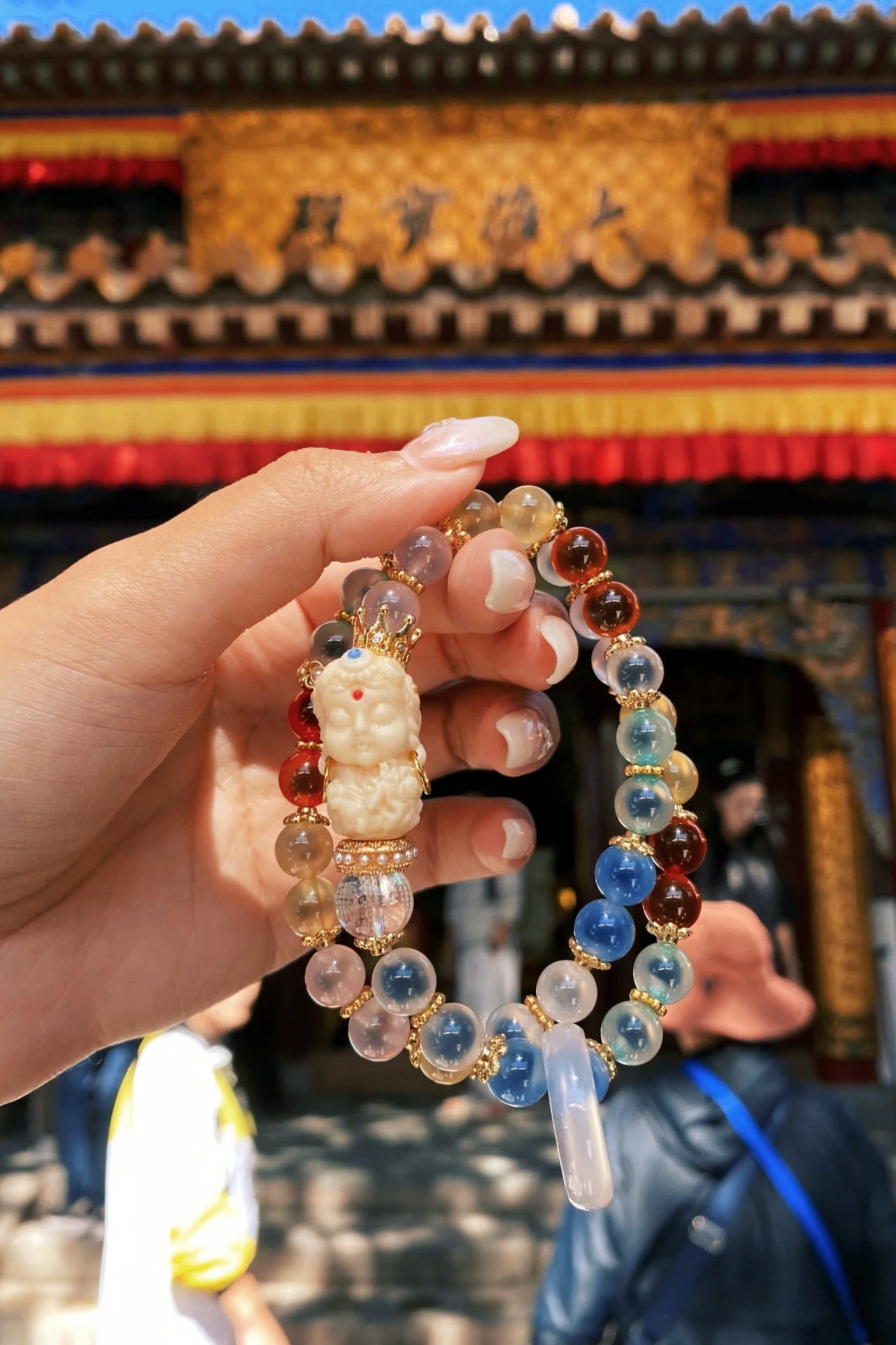Xiangji Temple · Semi-Transparent Honeycore Agate & Green Tara Multigem Bracelet