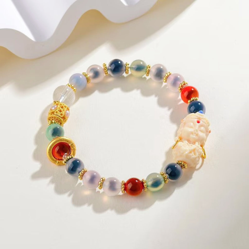 Xiangji Temple · Semi-Transparent Honeycore Agate & Green Tara Multigem Bracelet