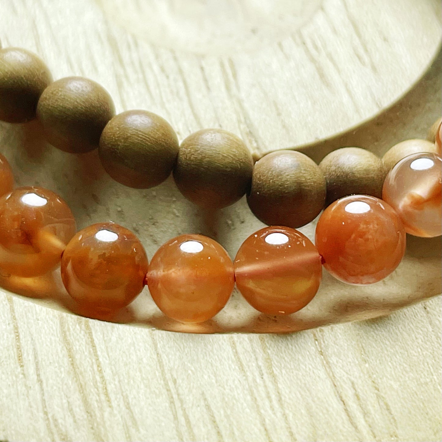 Xiangji Temple · Tārā’s Grace – Double Wrap Bracelet with Ice-Red Agate & Barbie Sandalwood