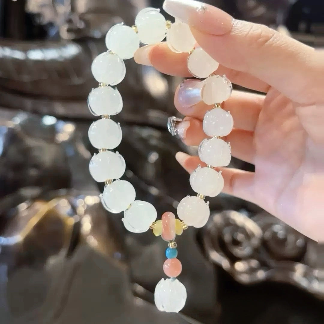 Xiangji Temple · Lotus Ice White Glazed Blessing Bracelet