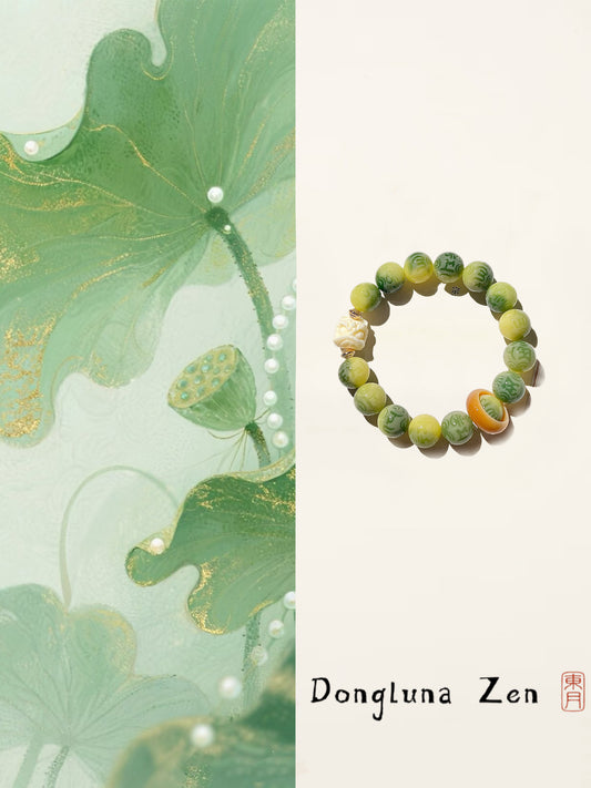 【荷风碧】Lotus Breeze · Bodhi Mantra Bracelet