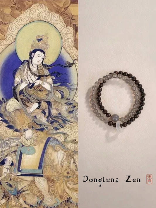 Neo Oriental · Red Sandalwood & Agate Double-Wrap Bracelet