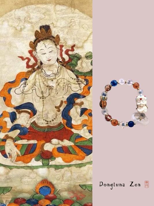 Xiangji Temple · Semi-Transparent Honeycore Agate & Green Tara Multigem Bracelet