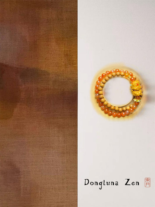 Xiangji Temple · Tārā’s Grace – Double Wrap Bracelet with Ice-Red Agate &amp; Barbie Sandalwood